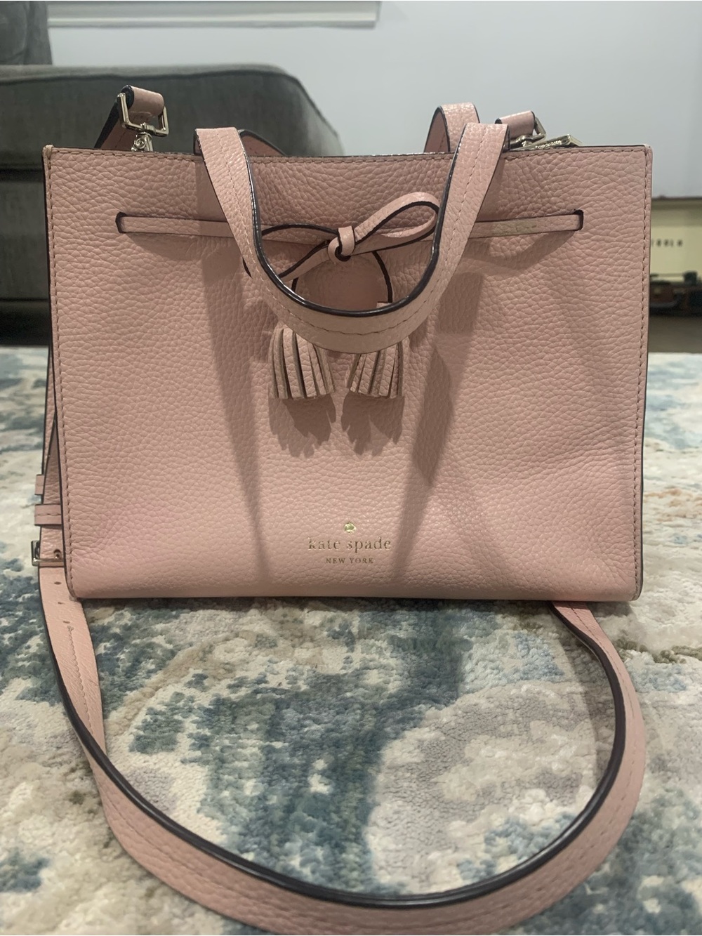 kate spade light pink pebbled leather satchel and matching wallet